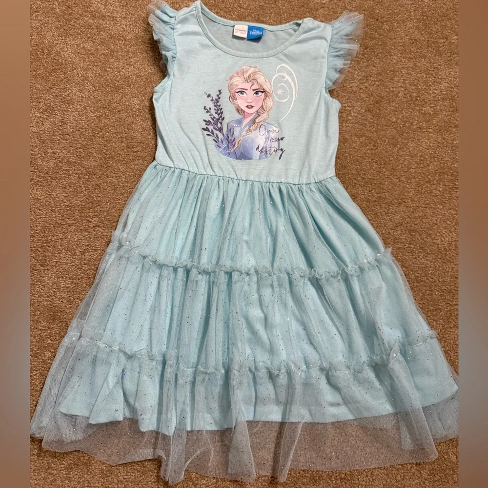 LC WAIKIKI Crew Neck Elsa Printed Girl Dress, Size 5-6‎